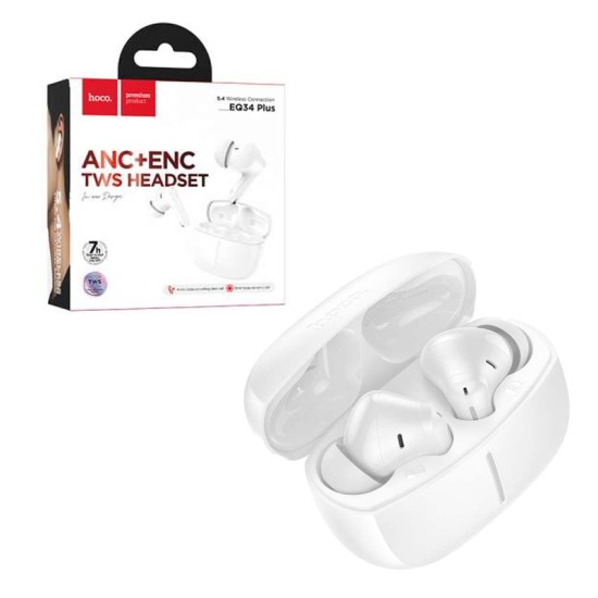 Hoco True Wireless Earbuds EQ34 Plus Rima ANC+ENC White